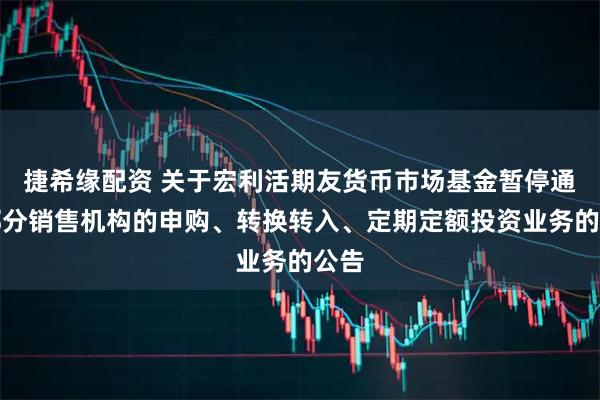 捷希缘配资 关于宏利活期友货币市场基金暂停通过部分销售机构的申购、转换转入、定期定额投资业务的公告
